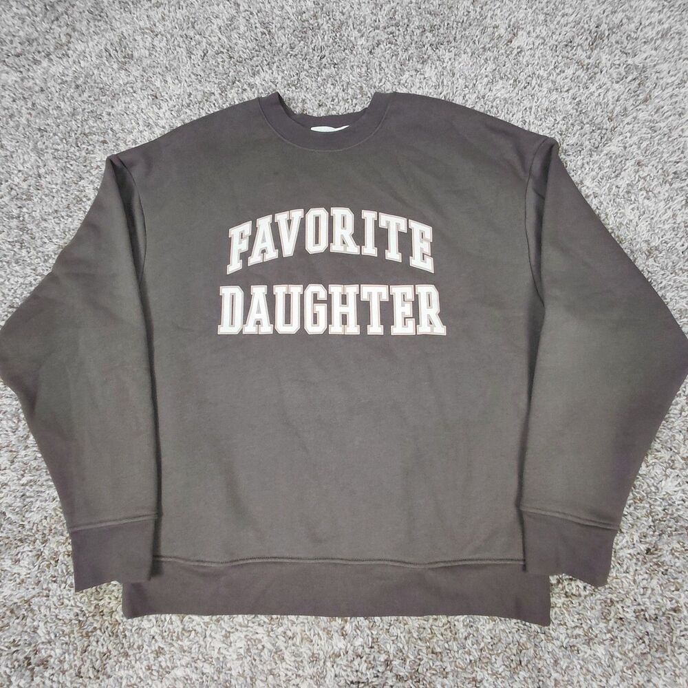 NEW Favorite Daughter The Collegiate Sweatshirt Womens Small Coffee Brown
